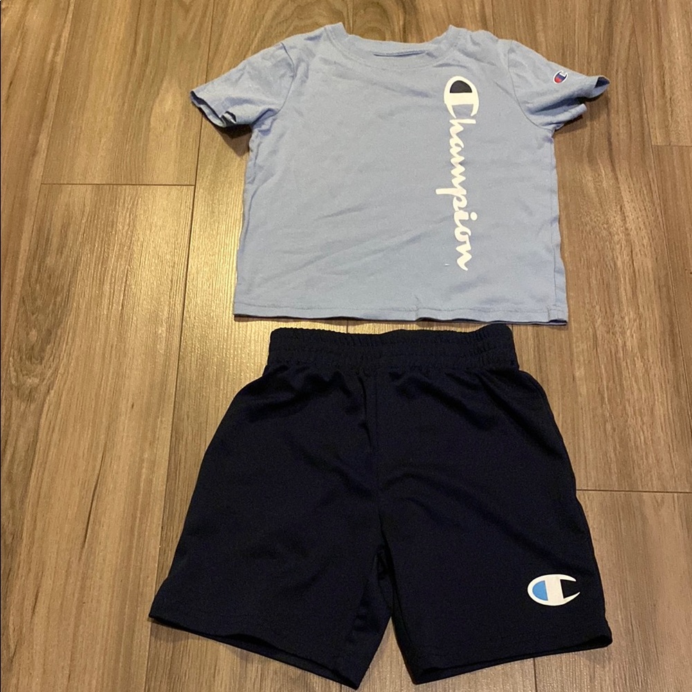Champion Light Blue Tee and Navy Shorts Set